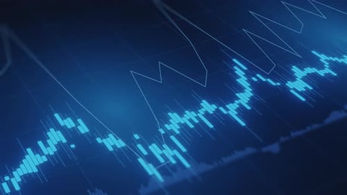 Abstract Blue Stock Market Candlestick Chart Background