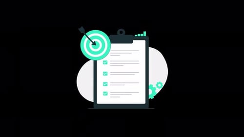 Clipboard with Goal Arrow. Business Target Mail Concept Animation Video - Transparent