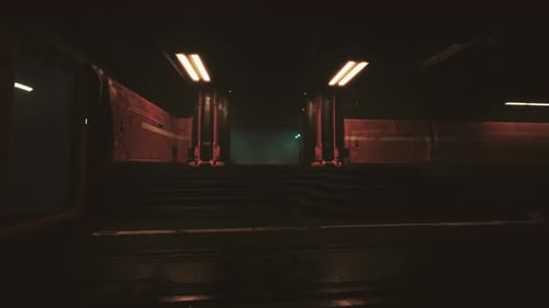 Empty Corridor with Reflective Wall