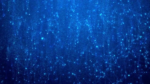 4K abstrakter blauer geometrischer Plexus-Hintergrund mit glitzernden Partikeleffekten