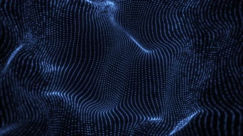 Dynamic Glowing Blue Abstract Wave Digital Particle Background