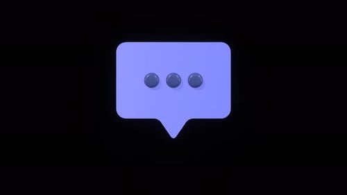 3D animated blue speech bubble with seamless loop and transparent background.