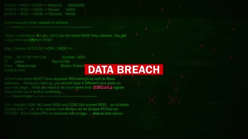 Data Breach Warning Text On Hacking Background Screen V04