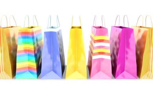 Shopping Bags on White Background. Loop 1080i