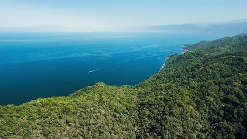 Aerial view of coastline in Mexico. From Yelapa to Puerto Vallarta, Jalisco