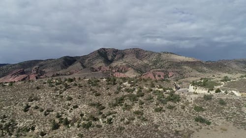 A casual drone flight over dinosaur ridge, Morrison Colorado, Red Rocks in the distance,