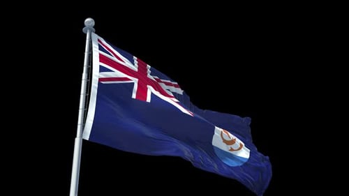 Anguilla Flag Waving On Black Background