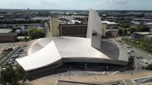 Aerial view of Imperial War Museum North (IWM North) in Manchester, England