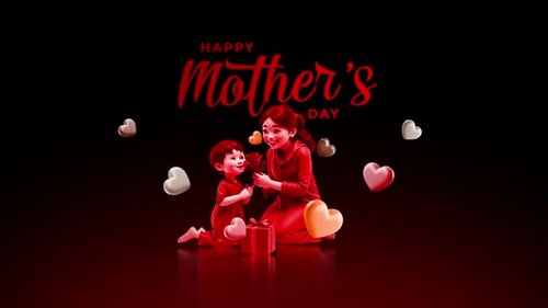 Happy Mother's Day Greeting Card Animation with Mother and Child