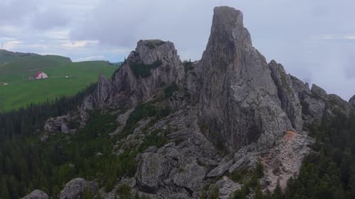Pietrele Doamnei rock formations dominating Rarau Mountains landscape