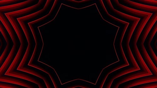 Red and black background with star pattern in the center. Kaleidoscope VJ loop