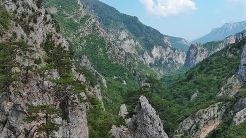 Aerial View of Mountain Range and Lush Valley