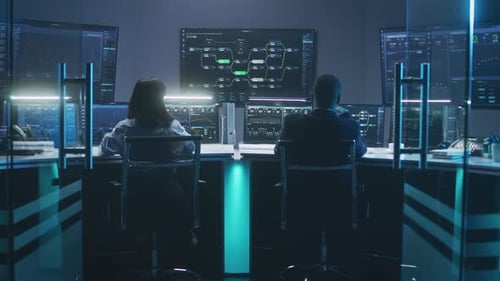 Diverse IT Technical Specialists Work on Computers in Monitoring Office