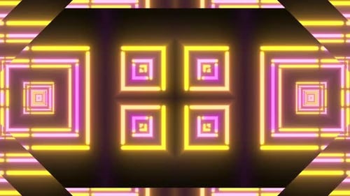 Dynamic neon tunnel vortex pulsates with vibrant pink and yellow energy