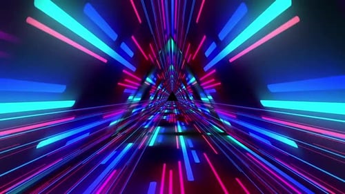 Shiny Colorful Lights Lines Tunnel Motion Background