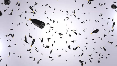 3D Animated Falling Champagne Bottles for Celebrations