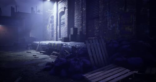 Dark Gritty Urban Alleyway Background Establishing Shot