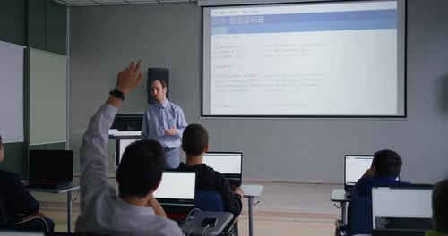 School Students Studying Innovation Technology Artificial Intelligence And WebDevelopment