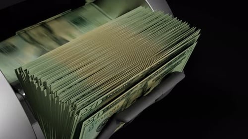 Money Counting Machine with US Twenty Dollar Bills Animation