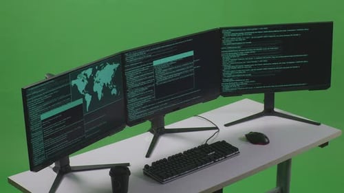 Codificação em várias telas de computador no Green Screen Studio