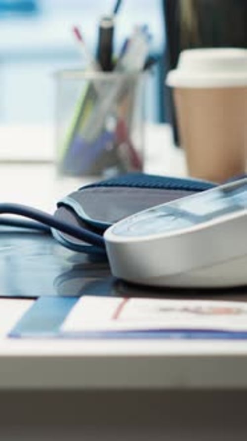Vertical Video Empty Doctor Office Awaiting a Patient Visit Featuring Diagnostic Equipment