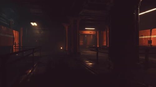 Empty Corridor with Reflective Wall