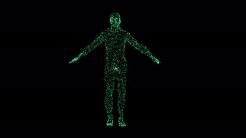 Particle animation forming a human body - 4K