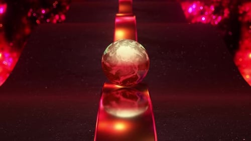 Rotating Earth Sphere on Reflective Path in Space