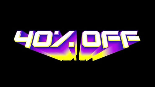 Retro 3D Text 40 Percent Off Reveal Animation