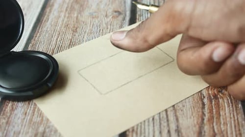 Fingerabdrücke auf ein Papier legen, Nahaufnahme