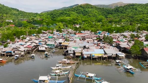 Palafitos en Coron, Palawan, Filipinas