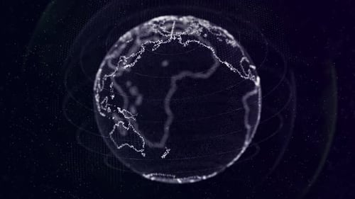 Der Planet Digital Earth Hud-Partikel rotieren mit Alpha
