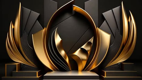 Elegant Gold and Black Abstract Stage Background for Awards Events