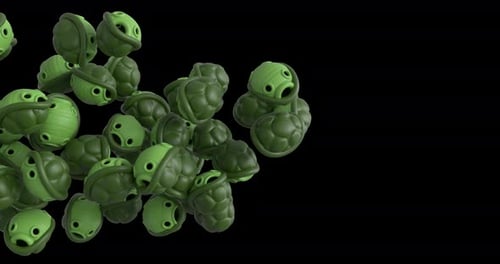 3D Cartoon Turtles Screen Transition Alpha Channel 4K