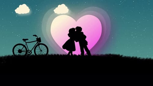 Starry Night Love Animation with Kissing Couple
