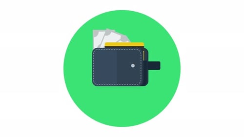 Flat Design Animation of Money Entering and Exiting a Wallet