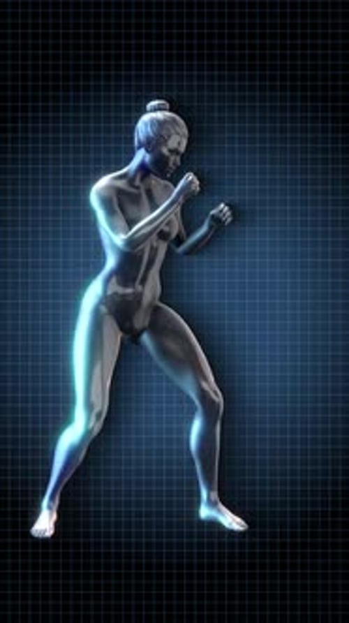 Futuristic 3D Female Boxer Training Animation