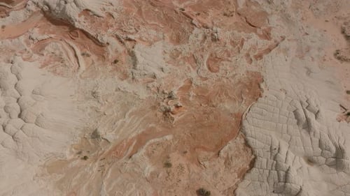 Aerial view of patterned rock formations, United States.