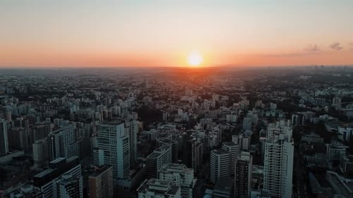 Breathtaking Aerial View of a City at Sunset, Curitiba, Brazil