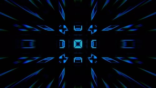 Blue And Pink Fast Stream Of Neon Squares Strobe Lights Flashing Background Vj Loop In 4K