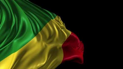 Republic of Congo Realistic Flag Waving Animation