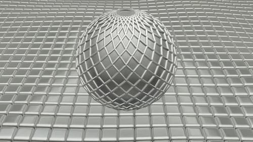 Luxus-Hintergrund mit schwebenden silbernen Würfeln, Kugel, 3D-Render, Reflexion, Exklusiv