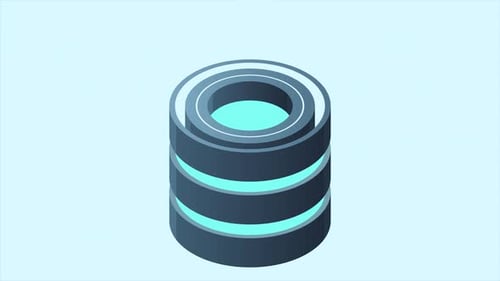 Animação isométrica de banco de dados em nuvem. Computação em nuvem e armazenamento em nuvem de arquivos. Tecnologia moderna