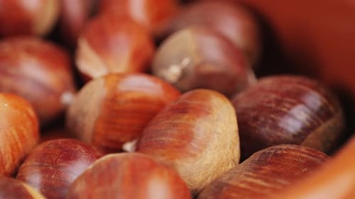 Fresh Chestnut Supermarket Food Oven Roasted Chestnuts with Sliced Peel on Wooden Board Spanish