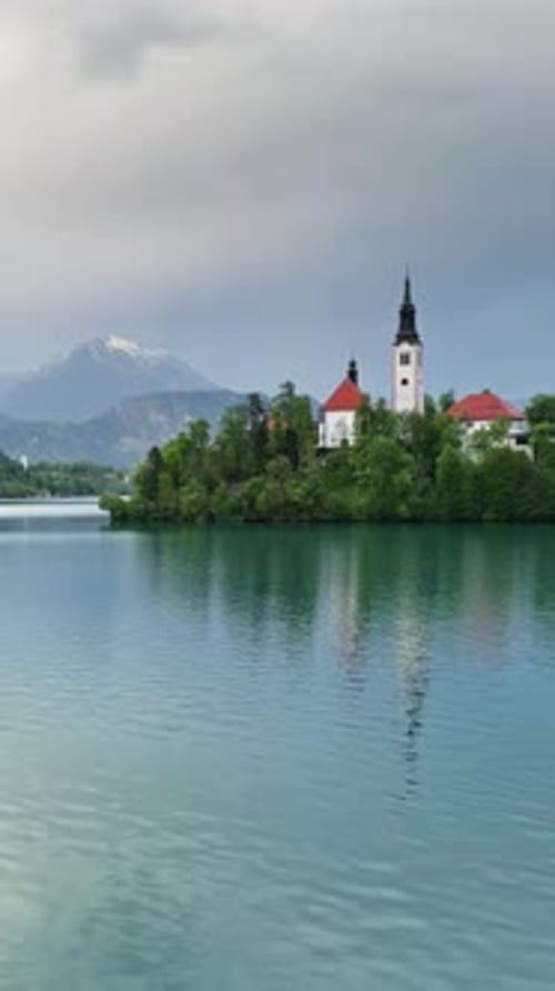 Bled lake with church on small island