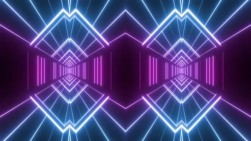 Túnel de neón dinámico con luces azules y moradas intermitentes
