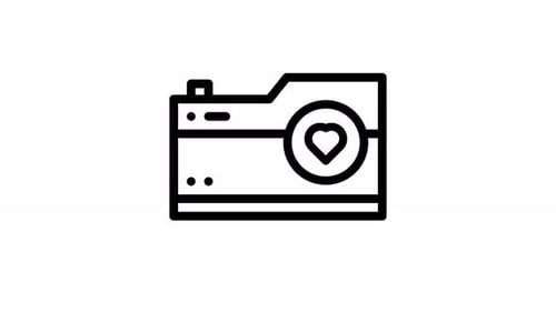 animação de ícone de linha de câmera fotográfica