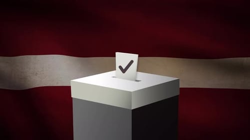 Casting vote into the ballot box during Latvia election