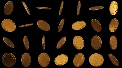 Rotating Gold Dollar Coins Background