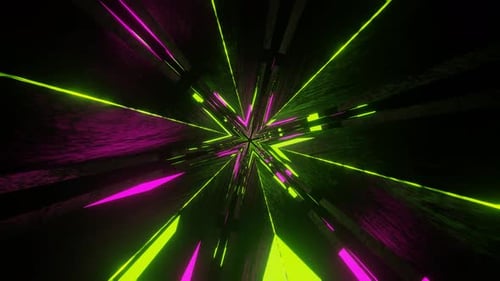 Lime And Pink Neon Glow Hex Star Backgriund Vj Loop In 4K